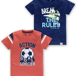 CODEZ Boys Pack Of 2 Graphic Printed Short Sleeves Cotton T-shirts-22