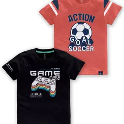 CODEZ Boys Pack Of 2 Graphic Printed Short Sleeves Cotton T-shirts-picture-21