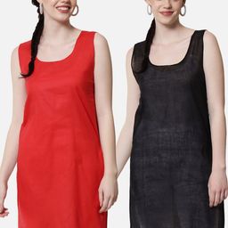 PARAMOUNT CHIKAN Women Black & Red Pack of 2 Sustainable Cotton Camisoles-image-54