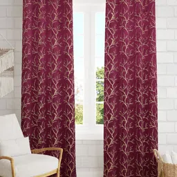 AaHo Decor Purple & Gold-Toned 2Pcs Black Out Window Curtain-image-29