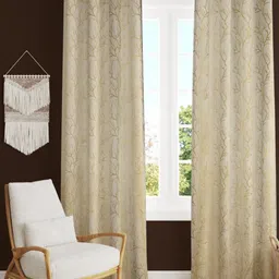 AaHo Decor Off White & Gold-Toned 2Pcs Black Out Long Door Curtain-image-57