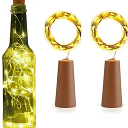 ENORMITY 2Pcs Yellow & Brown Rice Shape Cork String Light image 2