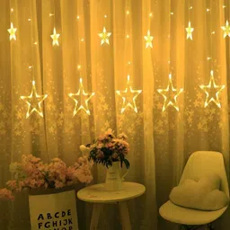 SPARK WORLD Yellow 2 Pieces Star Shaped LED String Lights image 3