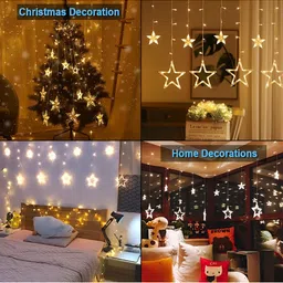 SPARK WORLD Yellow Star Shape LED Curtain Fairy String Lights image 4