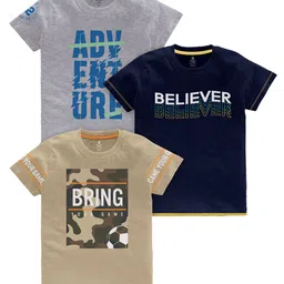 CODEZ Boys Typography Printed Pack Of 3 Cotton T-Shirts-5