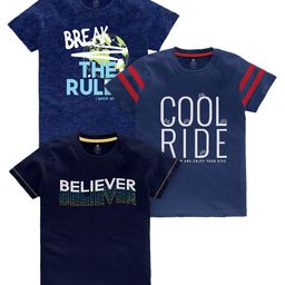 CODEZ Boys Typography Printed Pack Of 3 Cotton T-Shirts-image-65