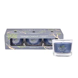 YANKEE CANDLE Set Of 3 Blue Bayside Cedar Filled Votive Scented Candles image 3