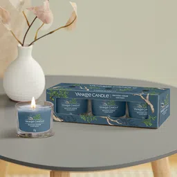 YANKEE CANDLE Set Of 3 Blue Bayside Cedar Filled Votive Scented Candles image 4