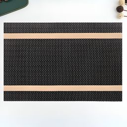 YELONA Black & Beige 4 Pieces Striped Rectangular Table Placemats-21