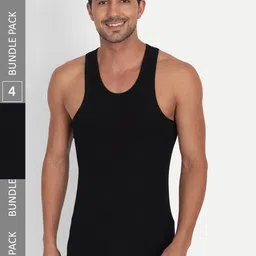 T.T. Men Pack of 4 Derby Cotton Undershirt Vests-image-59