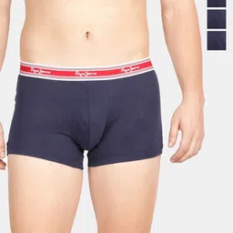 Pepe Jeans Pack Of 4 Brand Logo Details Pure Cotton Trunk CLT03-04-TRUE BLUE|TRUE BLUE-image-69