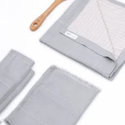 Doctor Towels Grey & Off White 4 Pieces Striped Aloevera 350 GSM Towel Set-image-96