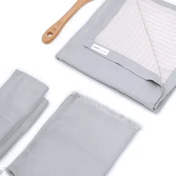 Doctor Towels 4 Grey Striped Aloevera Double Cloth 350 GSM Towel Set-image-82