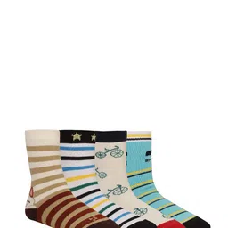 Creature Unisex Kids Pack of 4 Printed Multicolored Cotton Socks-30