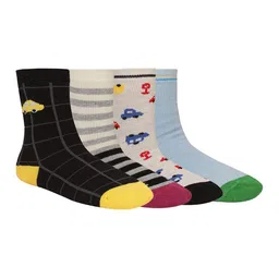 Creature Unisex Kids Pack Of 4 Assorted Calf-Length Cotton Socks-image-3