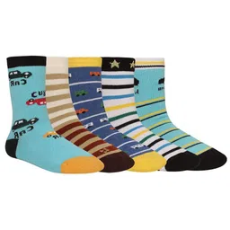 Creature Unisex Kids Pack of 5 Printed Multicolored Cotton Socks-17
