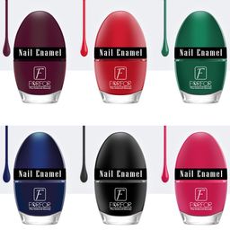 FORFOR 6-Pcs Jazzy Nail Enamel - 5ml Each - Maroon-Green-Blue-Black-Rich Red-Magenta-26