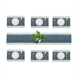 UniKart Blue 7 Pieces Printed Table Linen Set-5