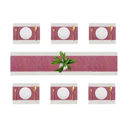 YELONA Red 7 Pieces Self-Designed Table Placemat with Runner-22