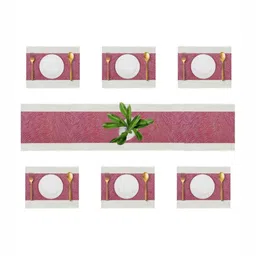 UniKart Red 7 Pieces Printed Table Linen Set-2