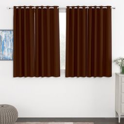 Story@Home Faux Silk Solid Solid 300GSM Brown Room Darkening Blackout Window Curtain - Set Of 4-image-32