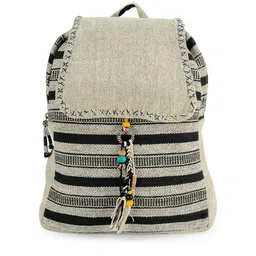 The House of Tara Women Striped Tasselled Backpack-15