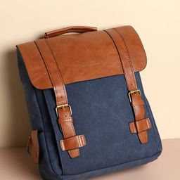 HAUTE SAUCE by Campus Sutra Women Blue & Tan Backpack-56