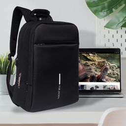 FUR JADEN Unisex Black Anti Theft Number Lock Backpack-34