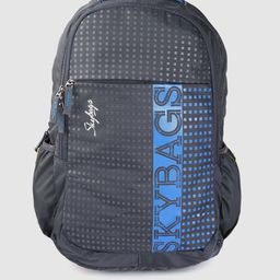 Skybags Unisex Grey & Blue Brand Logo Print Backpack-7