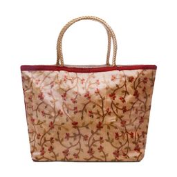 Kuber Industries Floral Embroidered Oversized Structured Handheld Bag-10