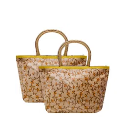 Kuber Industries Pack Of 2 Floral Embroidered Structured Shoulder Bag-10