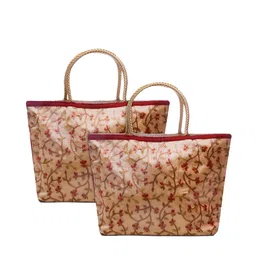 Kuber Industries Pack Of 2 Floral Embroidered Structured Shoulder Bag-9