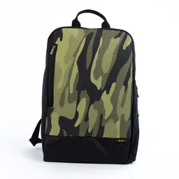 QIPS Unisex Green & Black Camouflage Backpack-image-82