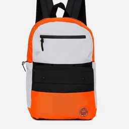 SPYKAR Men Orange & Black Colourblocked Polyester Backpack-40