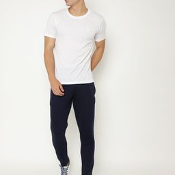 Chkokko Men White & Navy Blue Solid Cotton Tracksuit-picture-27