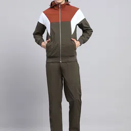 Monte Carlo Men Colourblocked Mid-Rise Hooded Neck Full Sleeve Tracksuit-image-87