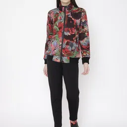 CHKOKKO Women Red & Black Printed Sports Tracksuit-picture-17