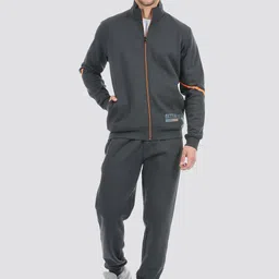 ONEWAY Men Solid Mock Collar Front-Open Sweatshirt & Joggers Tracksuit-picture-17