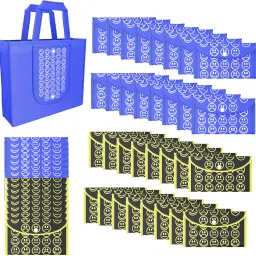 Pack of 96 Smile Foldable Unisex Shopping Bags | Dark Blue & Black Yellow Pack of 96 Grocery Bags-image-21