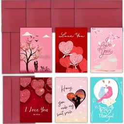 aanyacentric Combo Pack Of 6, 4.1x5.8inches Beautiful Love Printed Blank Greeting Card-picture-38