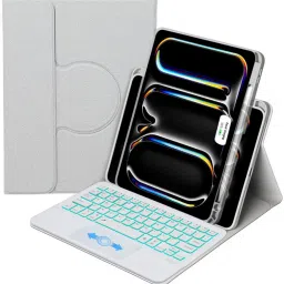 TECPHILE Keyboard Case for iPad Pro 11 M4 2024 with 7 Colors Backlit & Large Touchpad Bluetooth Standard Tablet Keyboard Compatible with Desktop, Laptop, Mac multimedia_keys,HDT-Pro11-15