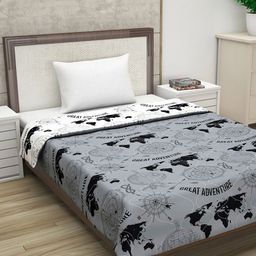Divine Casa Set Of 2 Grey & Navy Blue Abstract 110 GSM Single Bed Comforters image 2