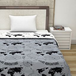 Divine Casa Set Of 2 Grey & Navy Blue Abstract 110 GSM Single Bed Comforters image 4
