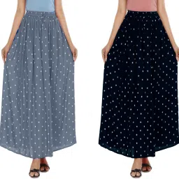Women Printed Wrap Around Grey, Black Skirt-image-71