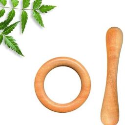 Neem wood teethers for baby set of 2| for 3 months baby | one Ring one Dumbell Teether-image-17
