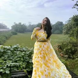 Floral Print Georgette Stitched Anarkali Gown-image-81