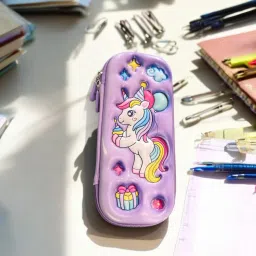Big capacity for storing and organizing Pouch Half Unicorn Star Pencil Pouch for Girls & Boys Art EVA Pencil Box-image-2