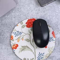 PENTADECO Cream-Coloured & Red Floral Printed Round Mouse Pad-37