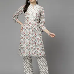 Nayam By Lakshita Women Ethnic Motifs Printed Regular Thread Work Kurta with Palazzos-20