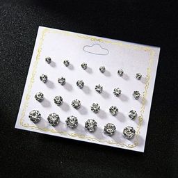 Honbon Set Of 12 Pearls Beaded Circular Shape Studs image 2